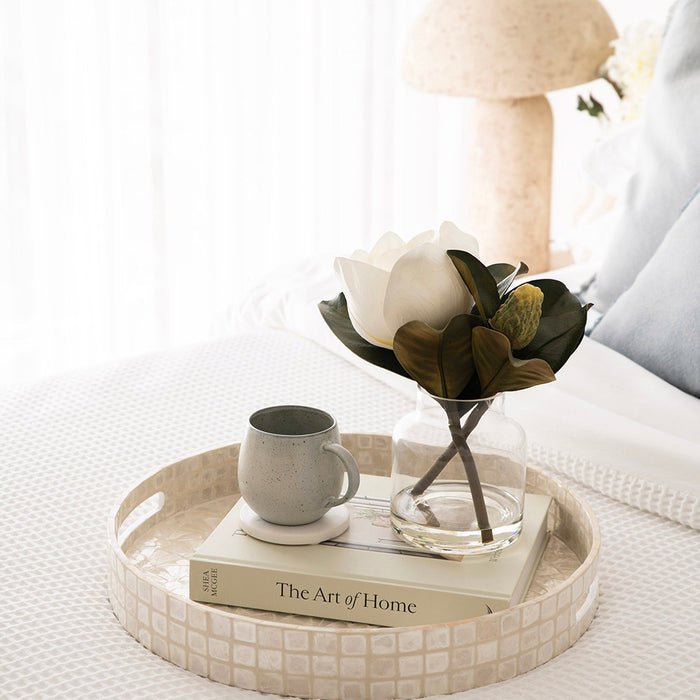 White Capiz Decorative Tray 40cm