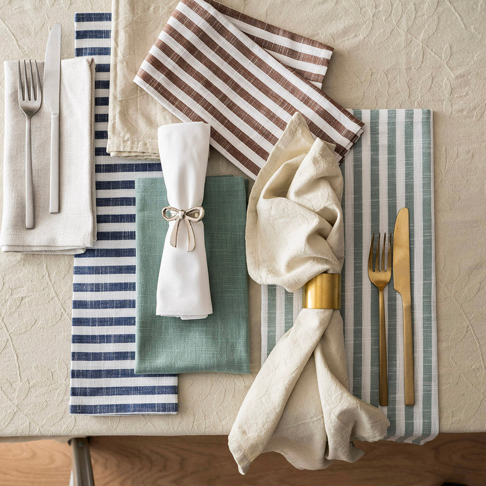 Slub Stripe Napkin Navy