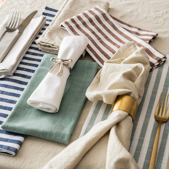 Slub Stripe Napkin Brown