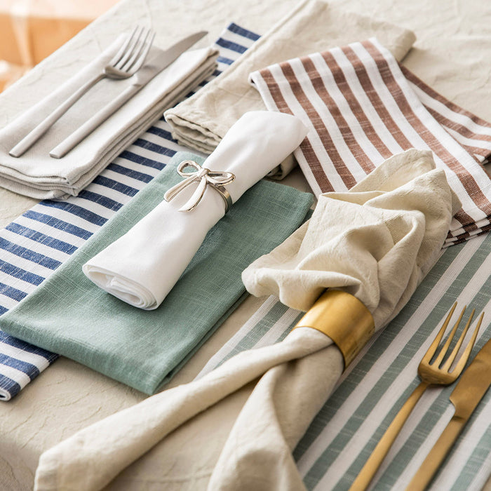 Slub Stripe Napkin Navy