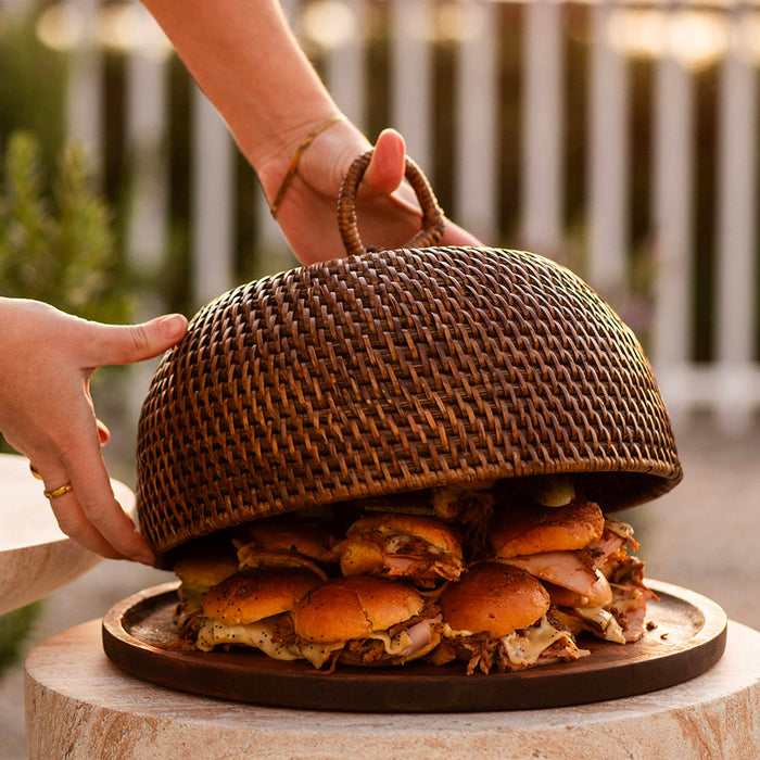 Dark Brown Rattan Food Cover 30cm