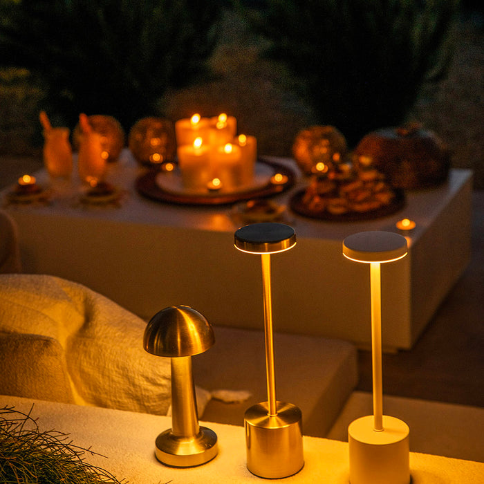 Portable Gold Mushroom Table Lamp with USB