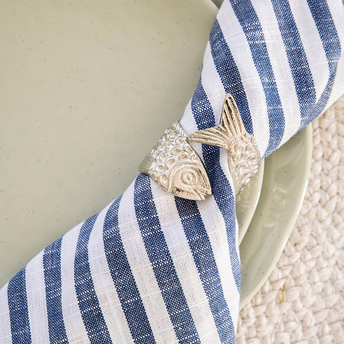 Slub Stripe Napkin Navy