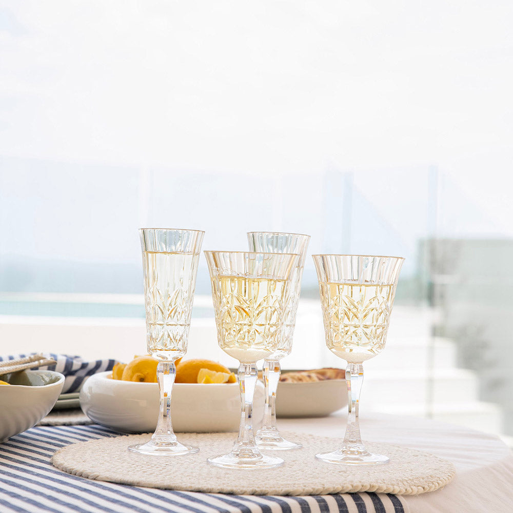 Cut Poly Carb Champagne Glass