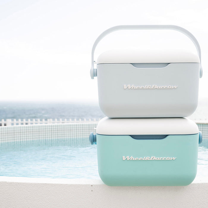 Light Blue & White Cooler Box with Handle & Strap