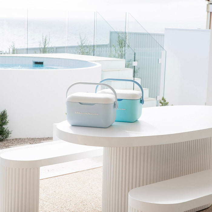 Ocean & White Cooler Box with Handle & Strap