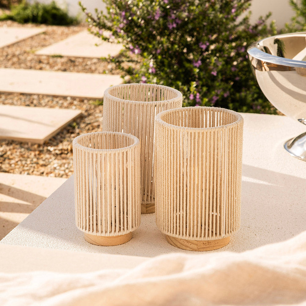 Natural String Table Lamp with Battery 14x21cm