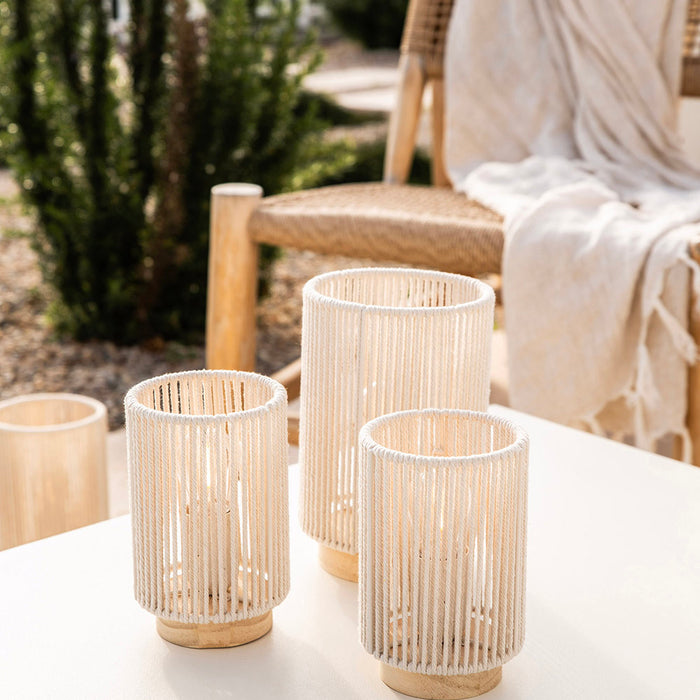 Natural String Table Lamp with Battery 11x16cm