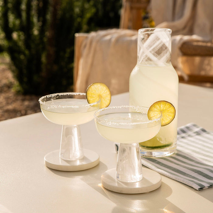 White Glass Pitcher with Swirl Pattern