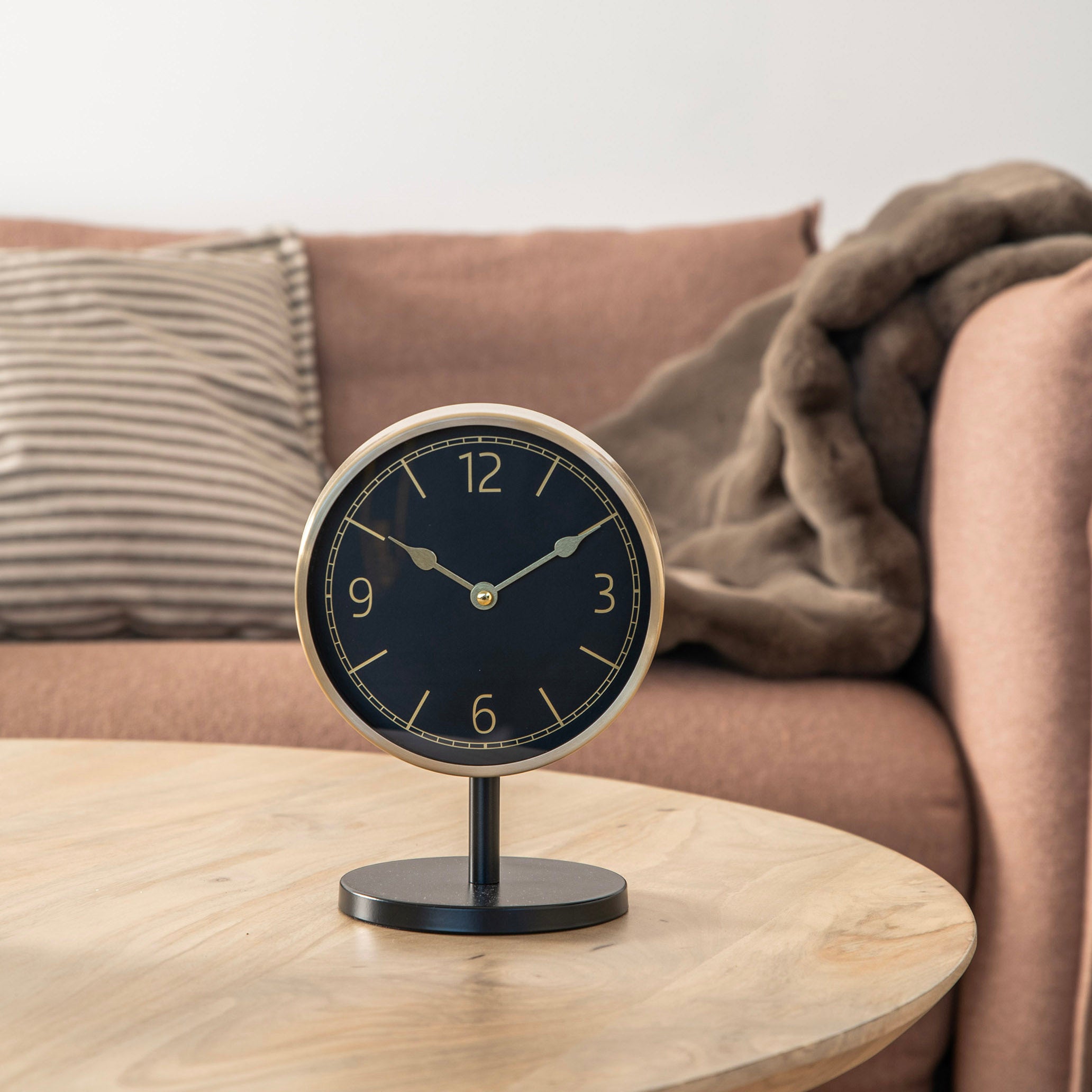 Black & Brushed Gold Table Clock