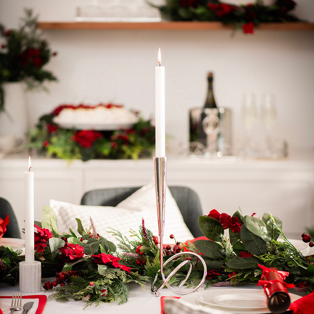 Nickel Loop Taper Metal Candle Holder 31cm