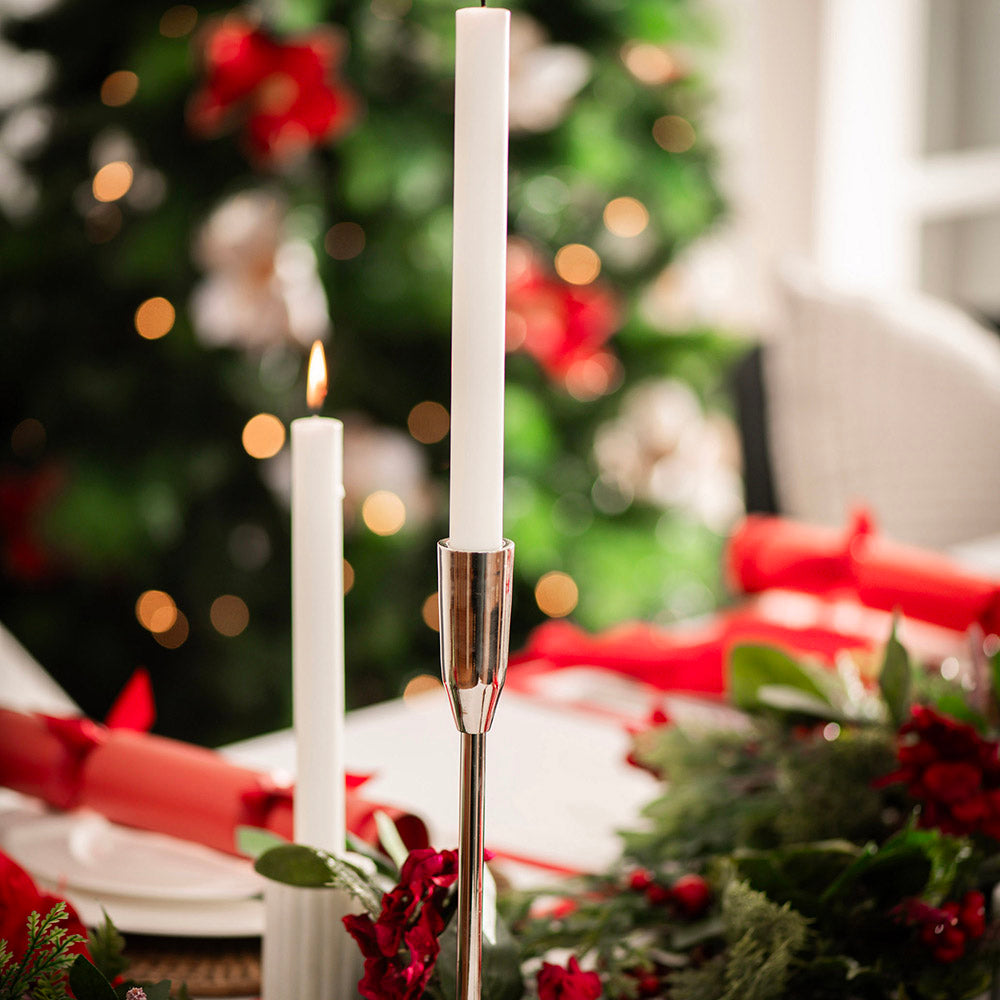 Nickel Taper Candle Holder 30cm