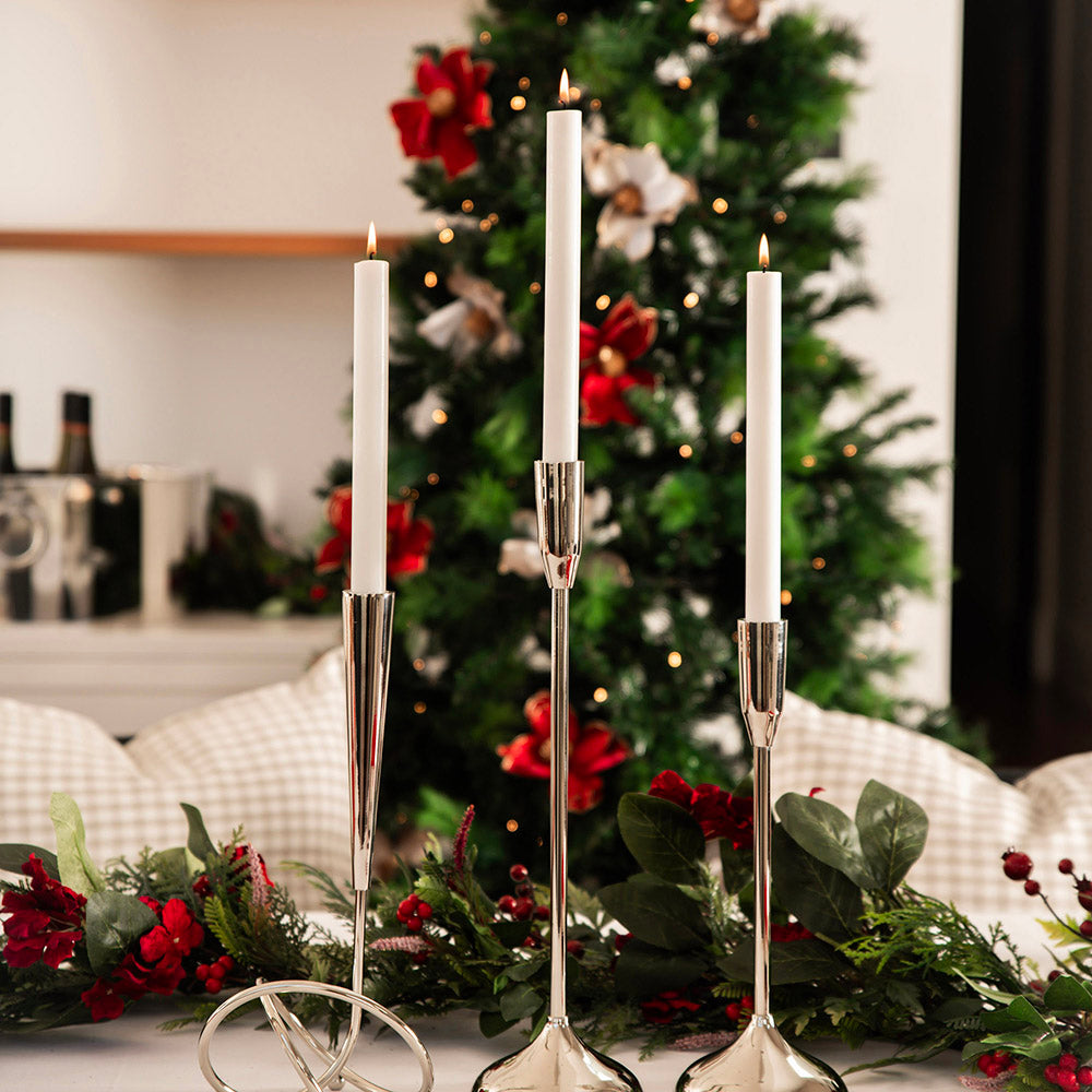 Nickel Taper Candle Holder 40cm