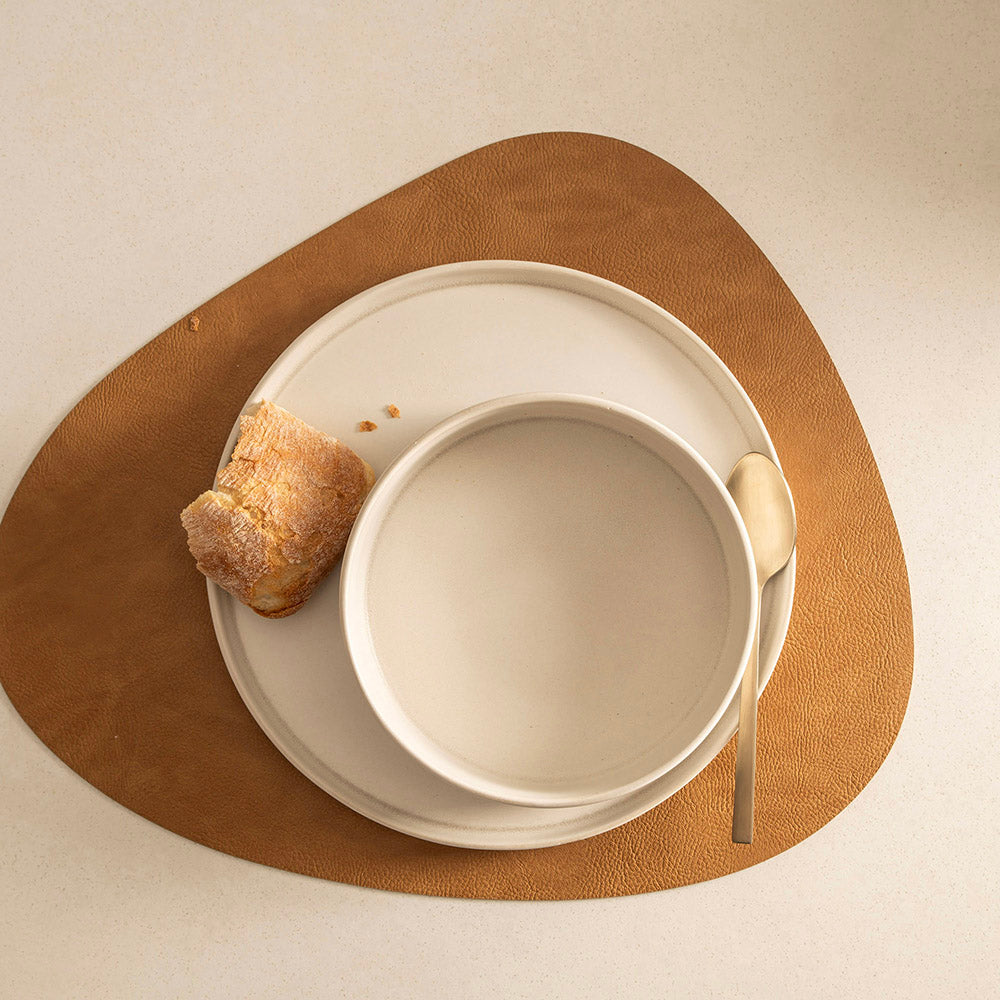 Tan Pebble Shape 37x44cm PU Faux Leather Placemat