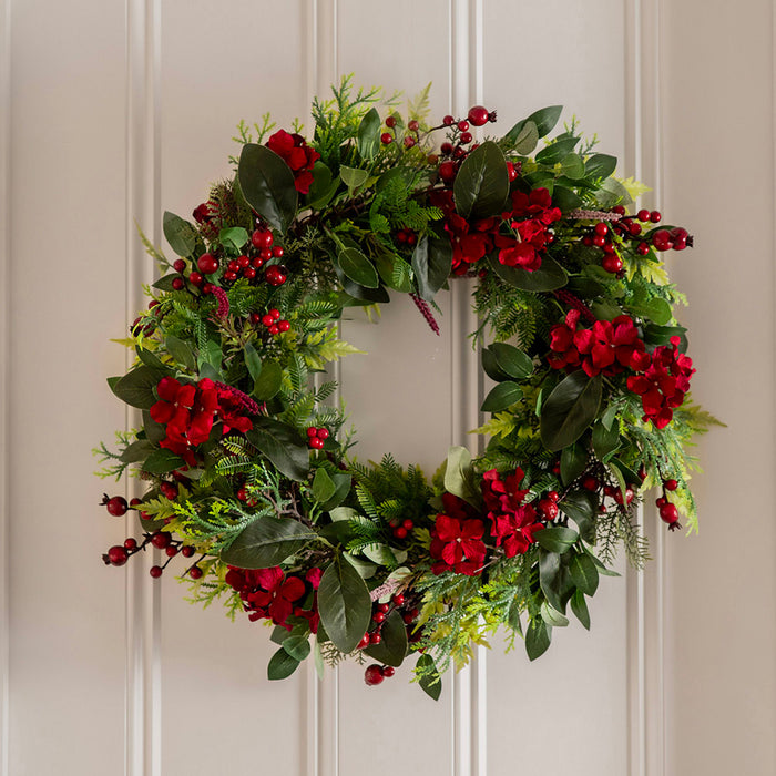 WREATH with Red Berry and Flower 60cm