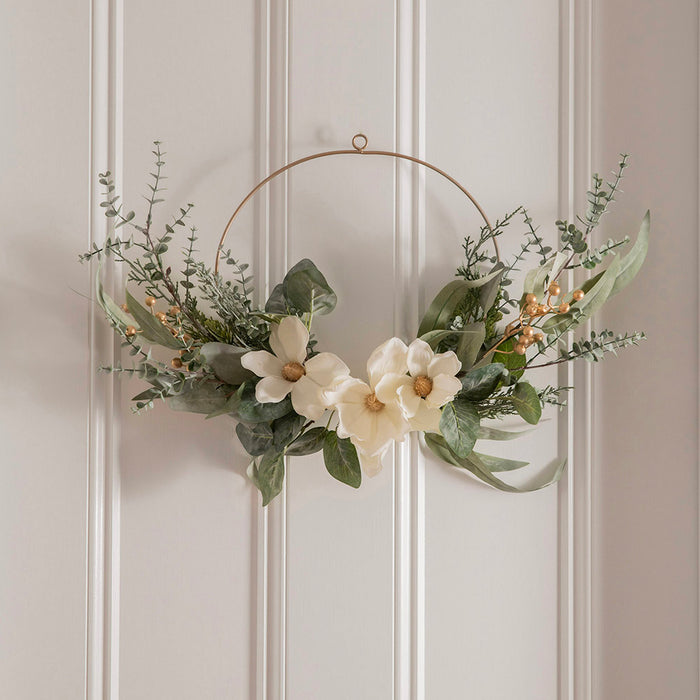 HALF WREATH White Flowers 40cm