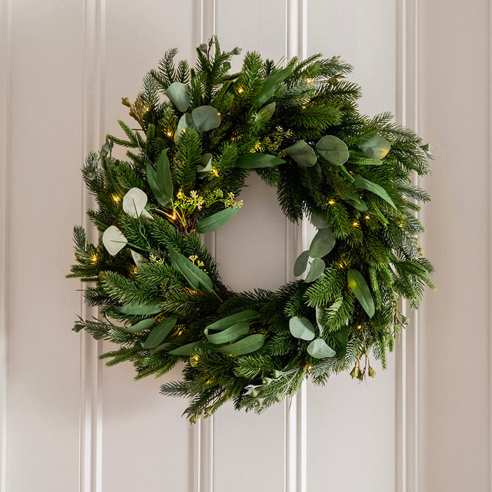 WREATH Eucalyptus and Fir with LED 66cm