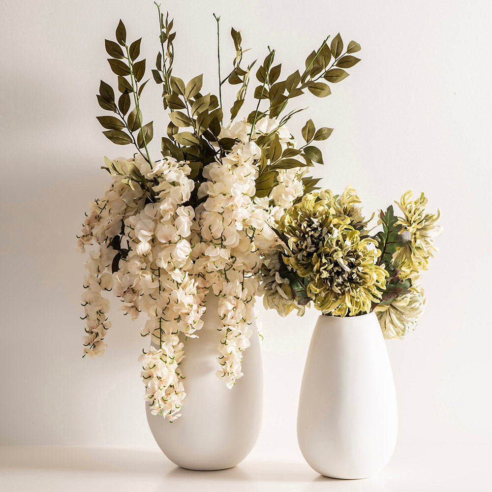 Matt White Tall Bulb Vase Medium 24x23x40cm