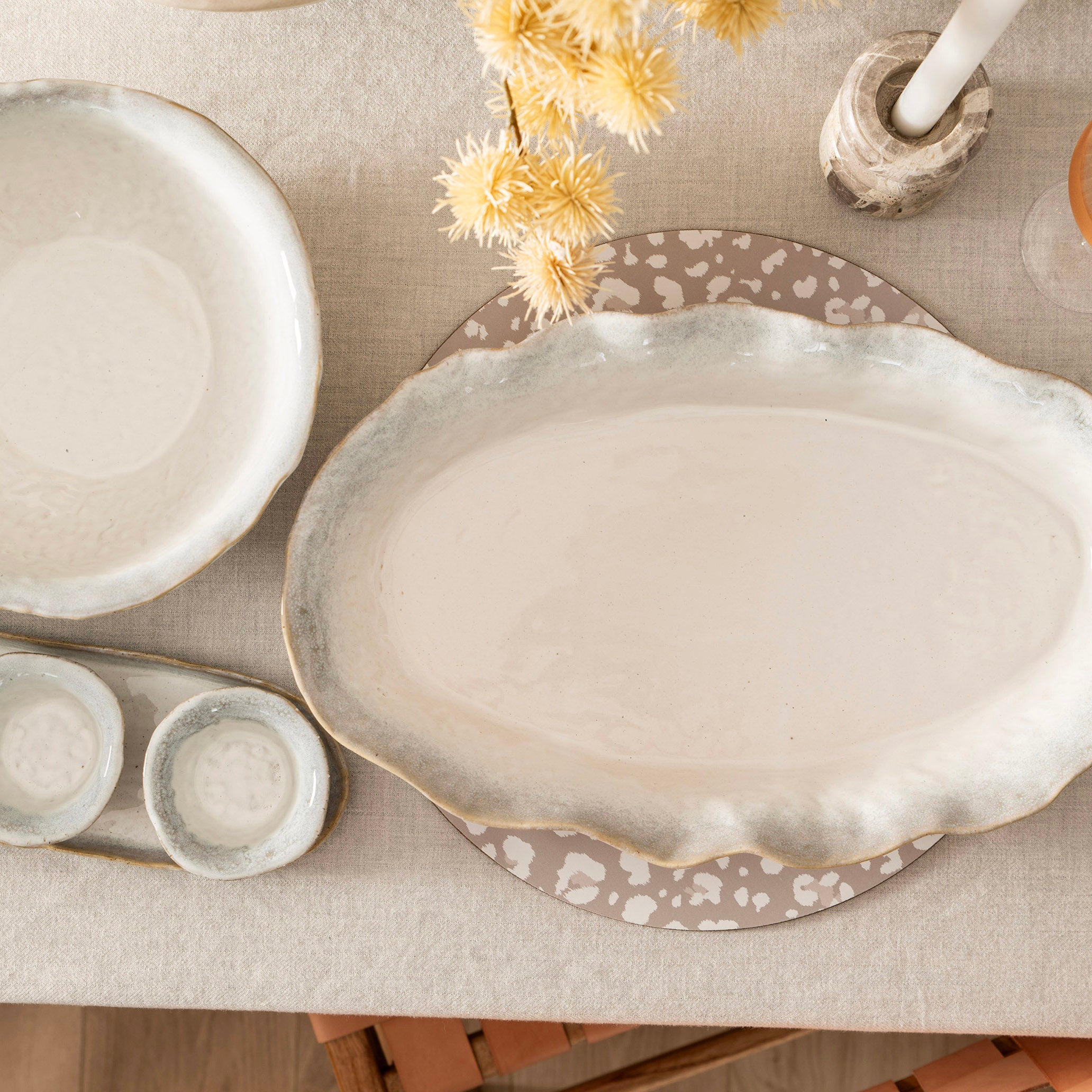 Monaco White Oval 43x7cm Stoneware Platter