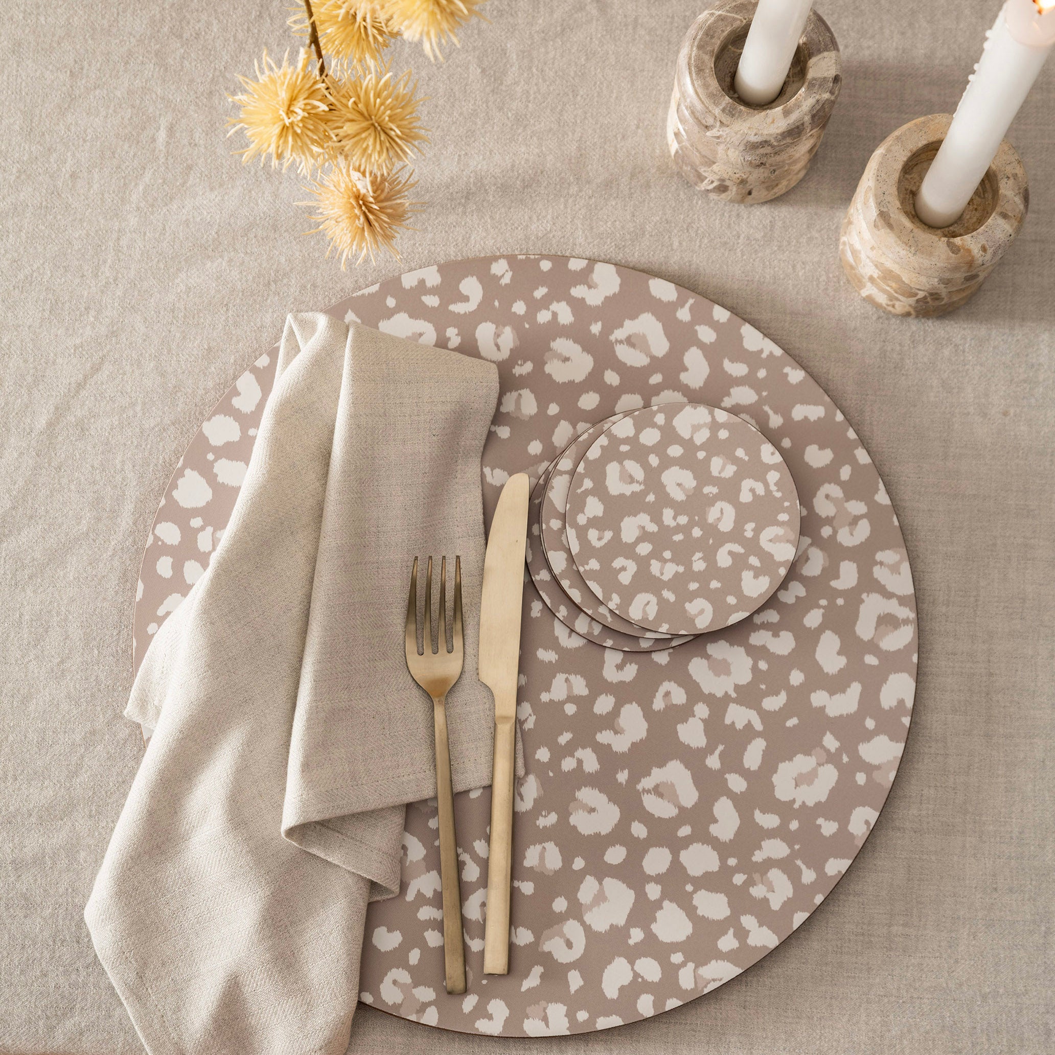 Animal Neutral Round 37cm Set/4  Cork Backed Placemat