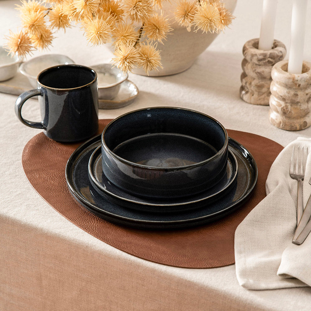 Brown Pebble Shape 37x44cm PU Faux Leather Placemat