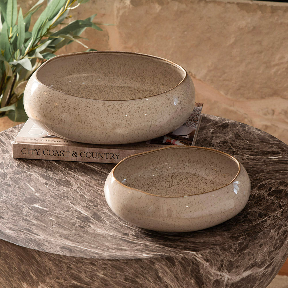 Reactive Tan Bulb 32x31x10cm Ceramic Bowl