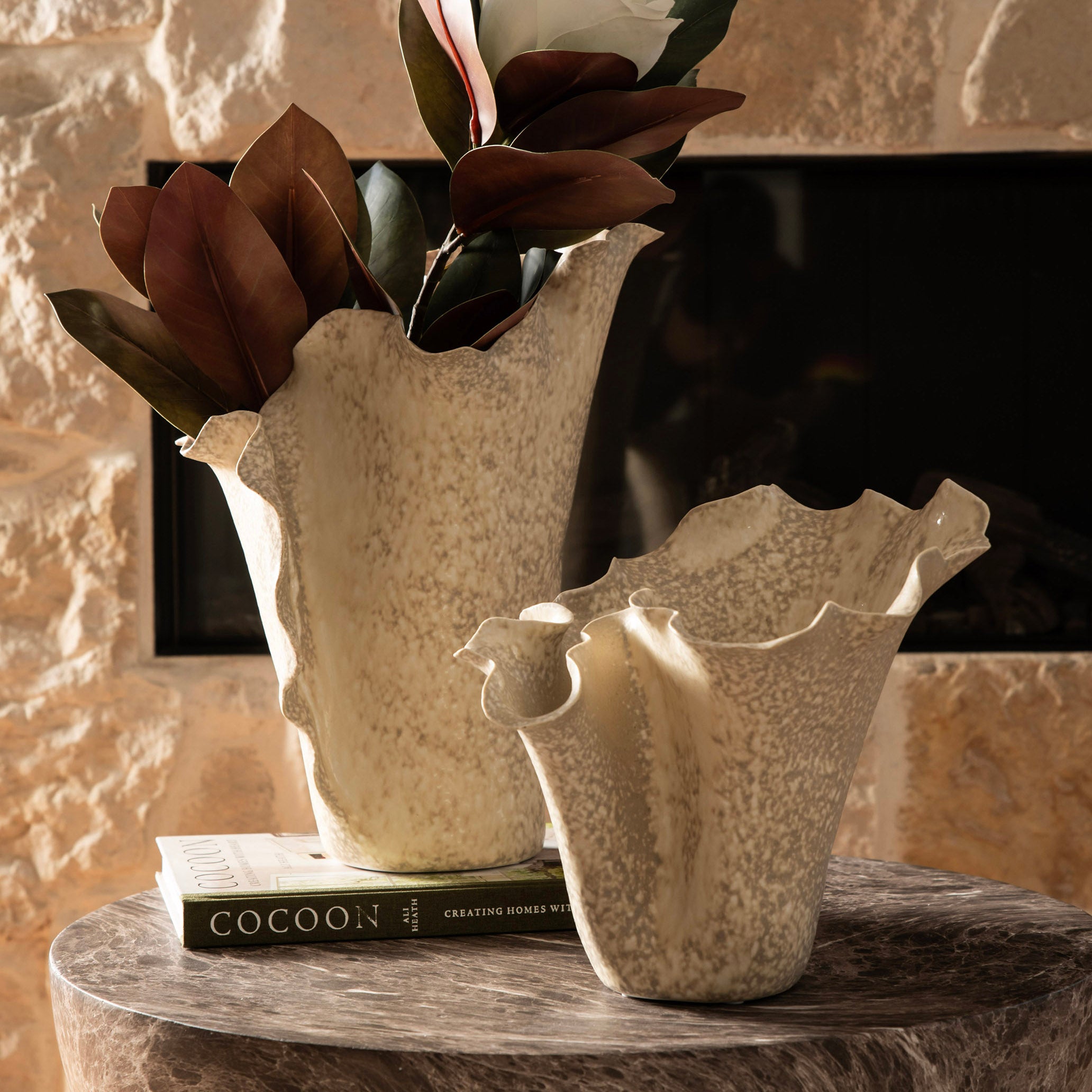 Sand Flounced 29x24x38cm Ceramic Vase