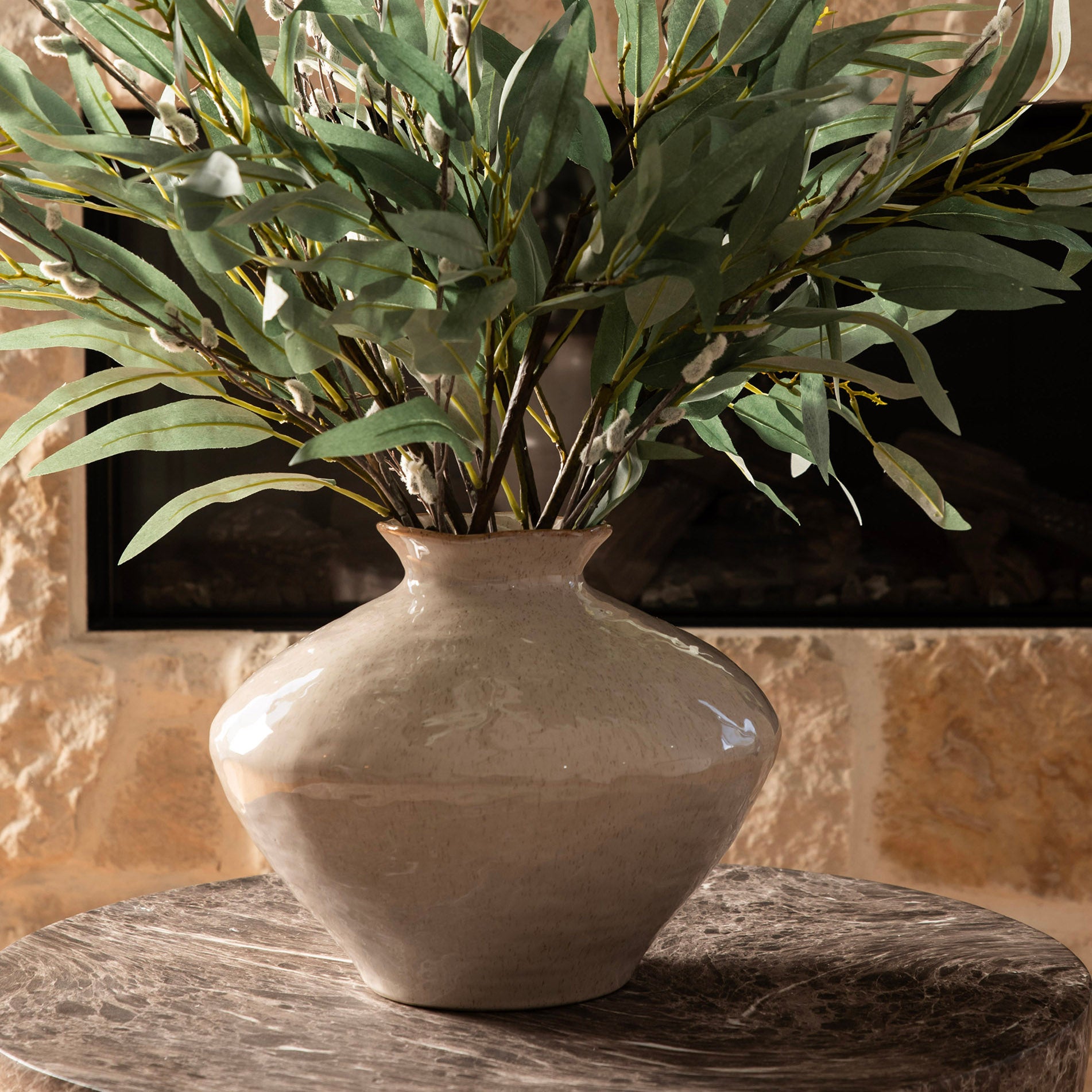 Reactive Tan Small Trumpet 30x24cm Broad Vase