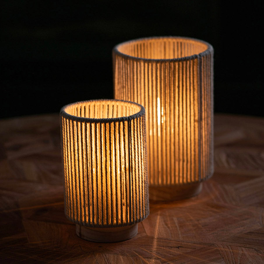 Natural String Table Lamp with Battery 14x21cm