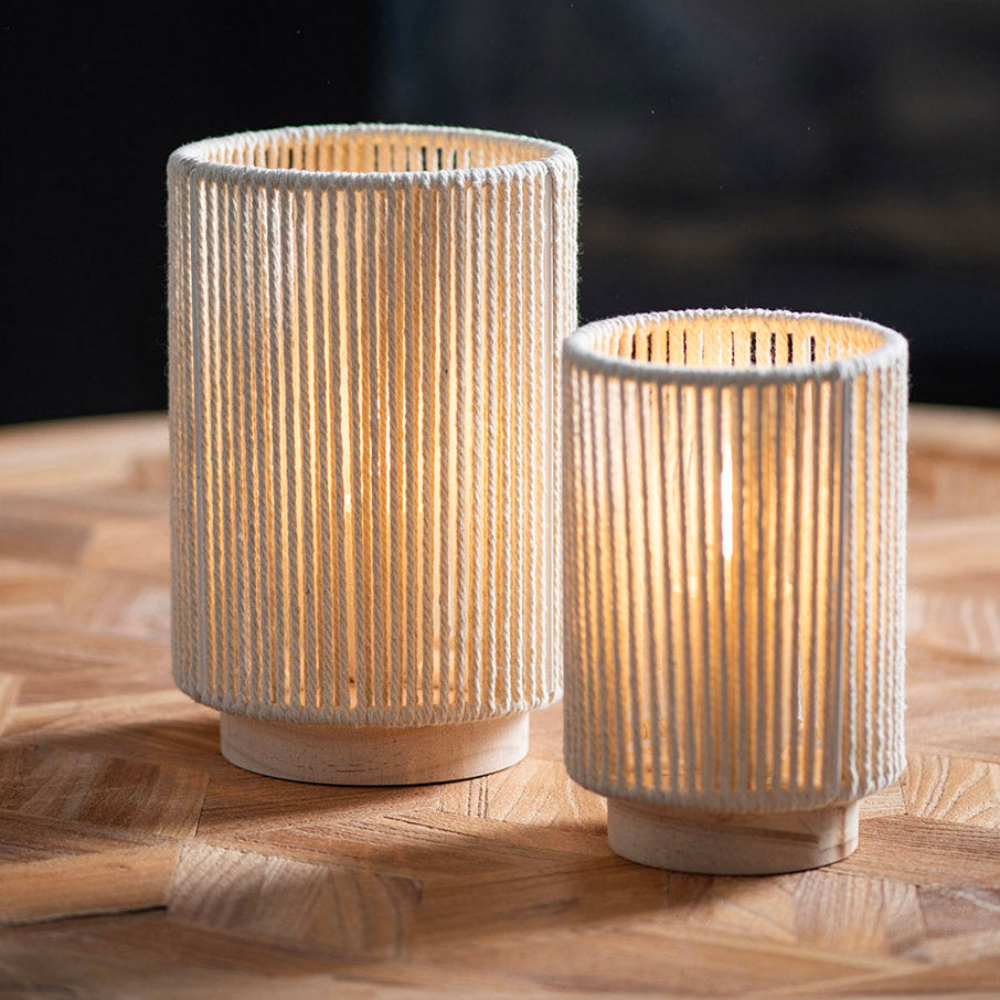 Natural String Table Lamp with Battery 14x21cm