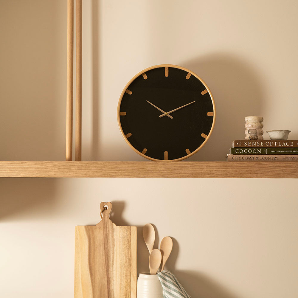 Black & Wood Wall Clock
