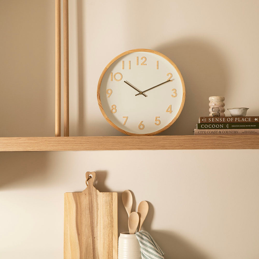 Wall Clock Leonard Natural & White