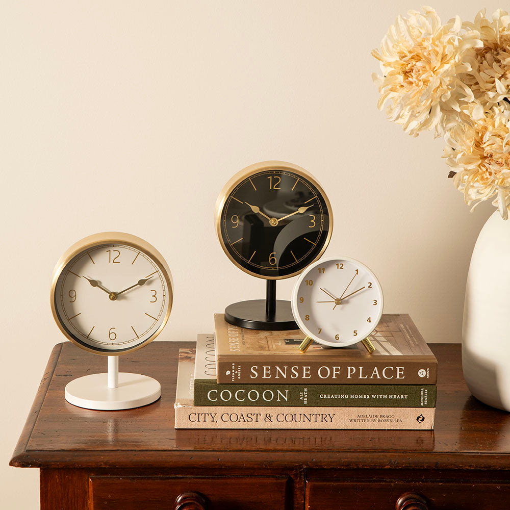 White & Gold Table Alarm Clock