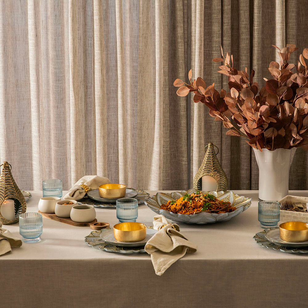 Herringbone Tablecloth Melange Beige 150x250