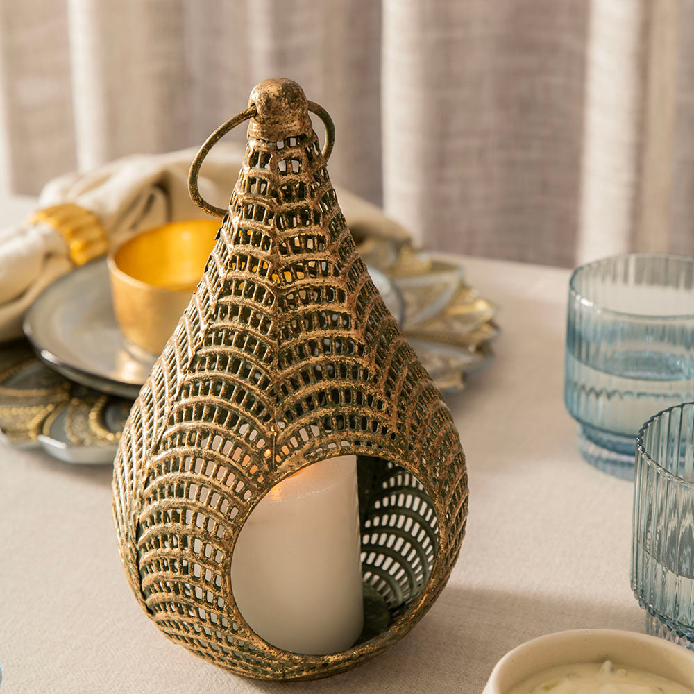 Gold Teardrop 13x26cm Lantern