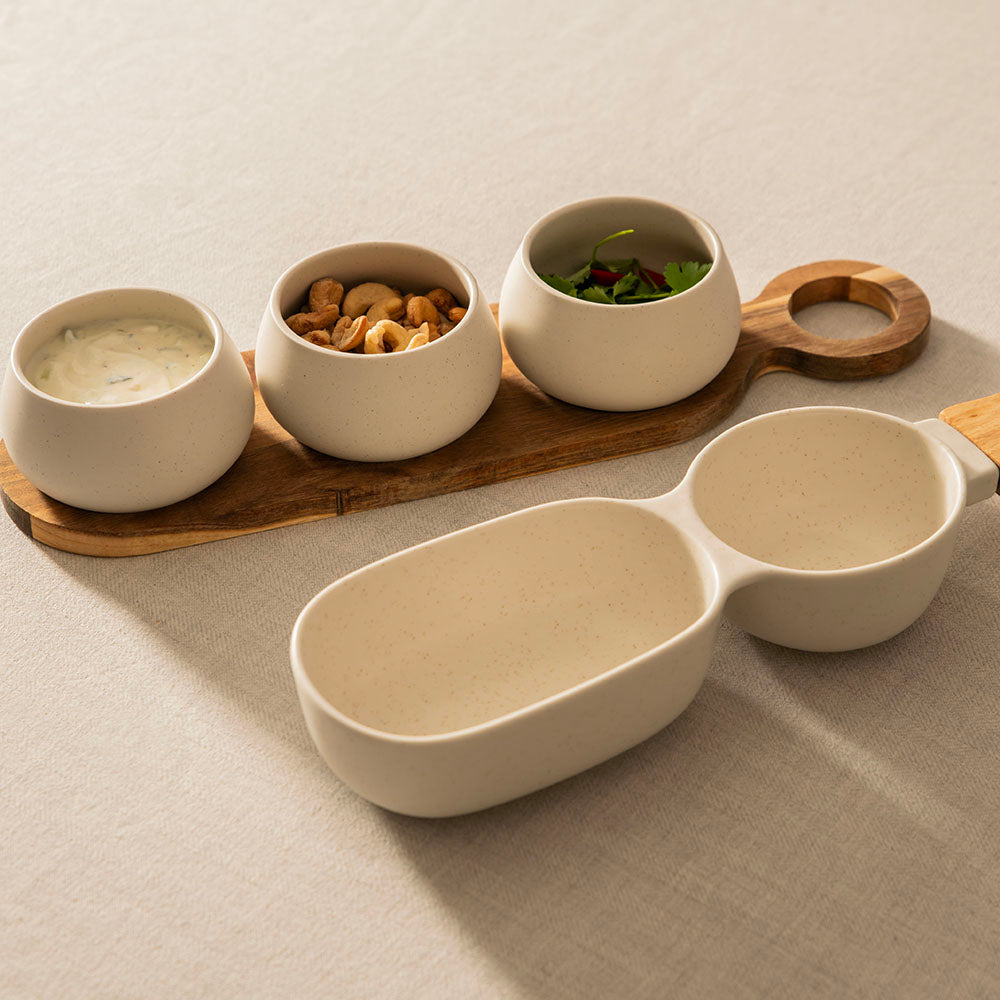 Stone Ceramic Server Stick with Wood Handle