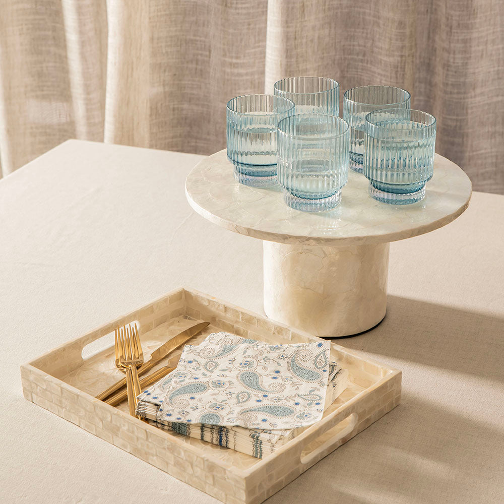 White Rectangle 32x25cm Capiz Decorative Tray
