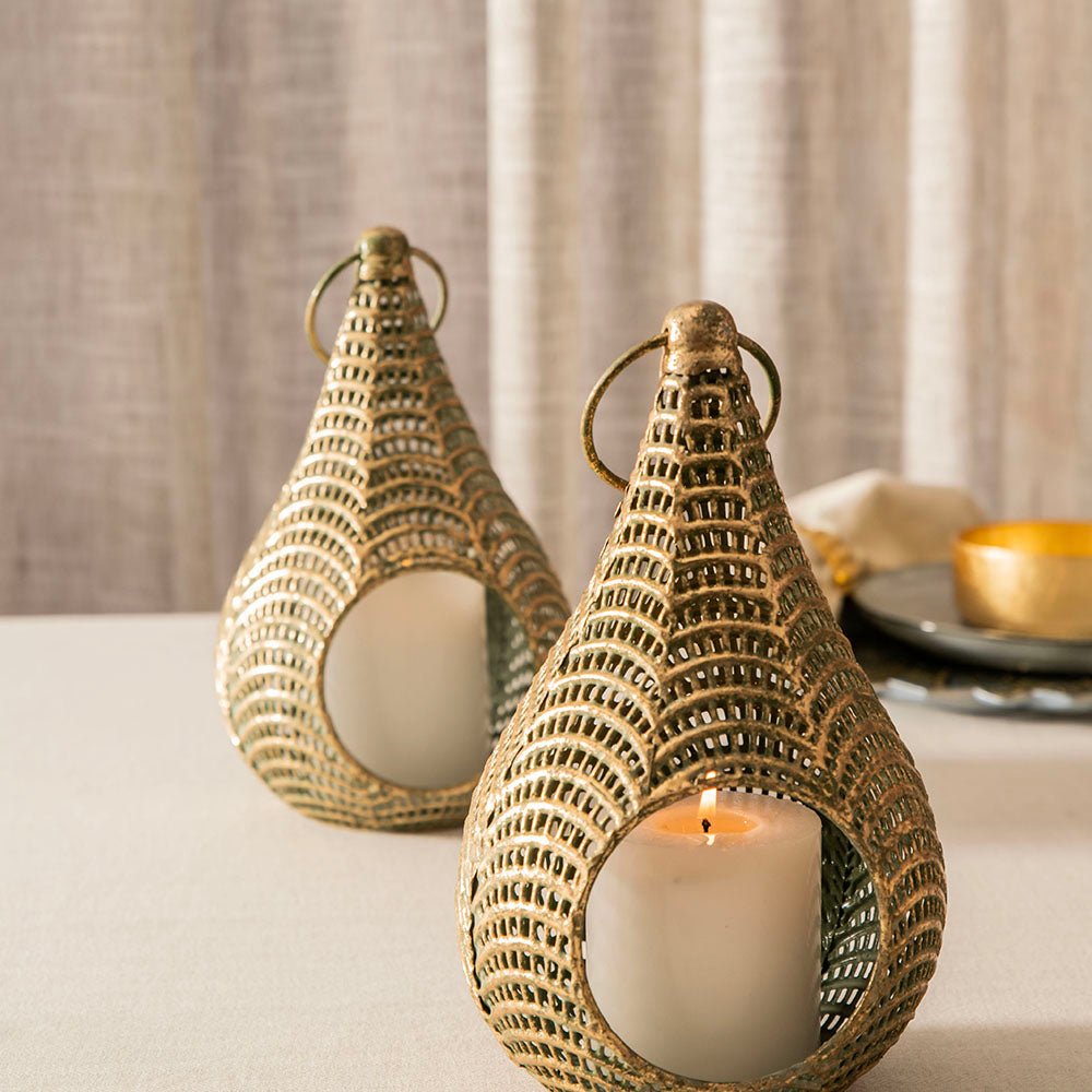 Gold Teardrop 13x26cm Lantern