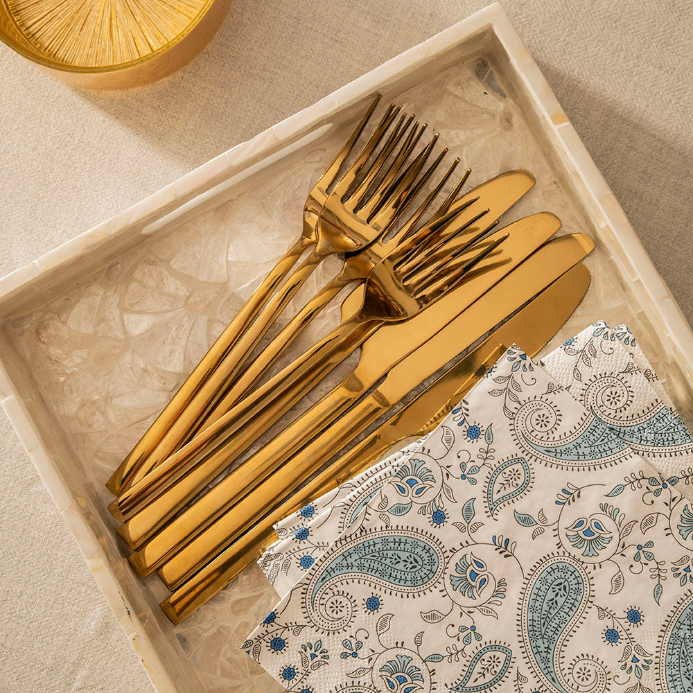 Gold 16 Pc Stainless Steel Cutlery Set