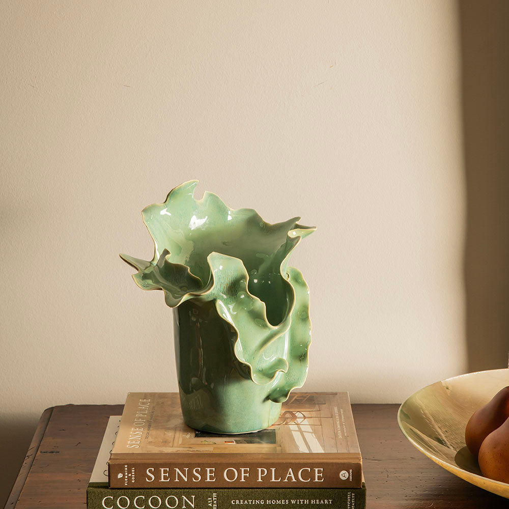 Sea green Leaf 27x18x27cm Ceramic Vase
