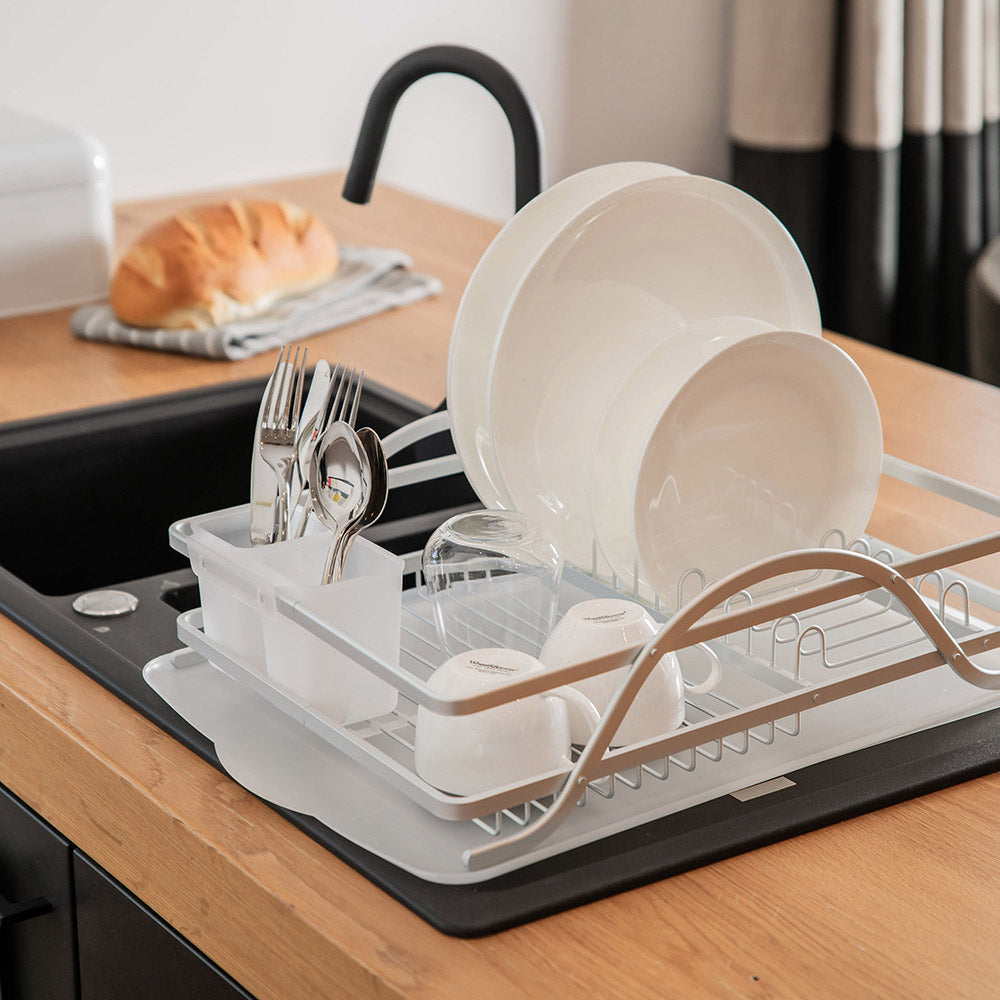 Aluminium Dish Rack with Side Cutlery with Tray 49x38x14cm