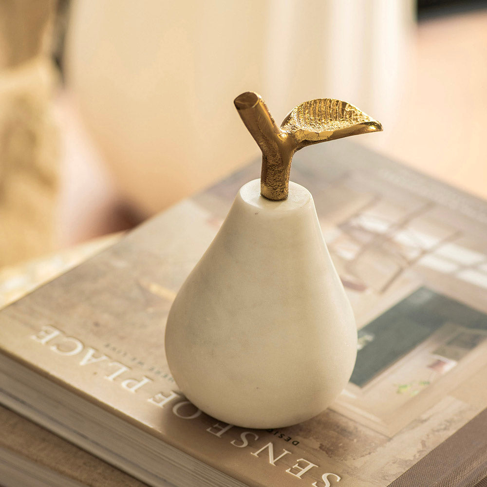White Marble Pear Ornament 8x14cm