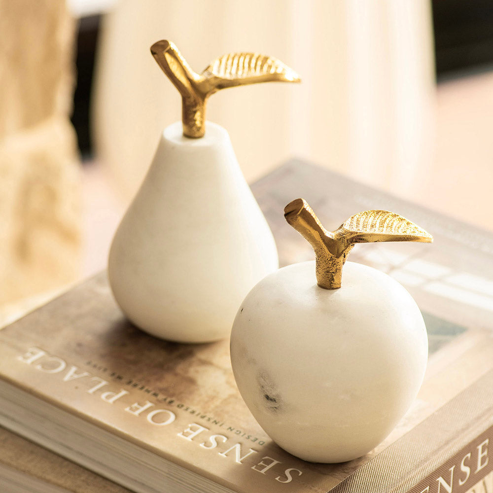 White Marble Pear Ornament 8x14cm