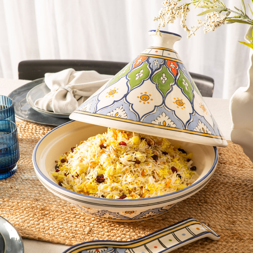 Blue & Multicolour 32cm Tajine
