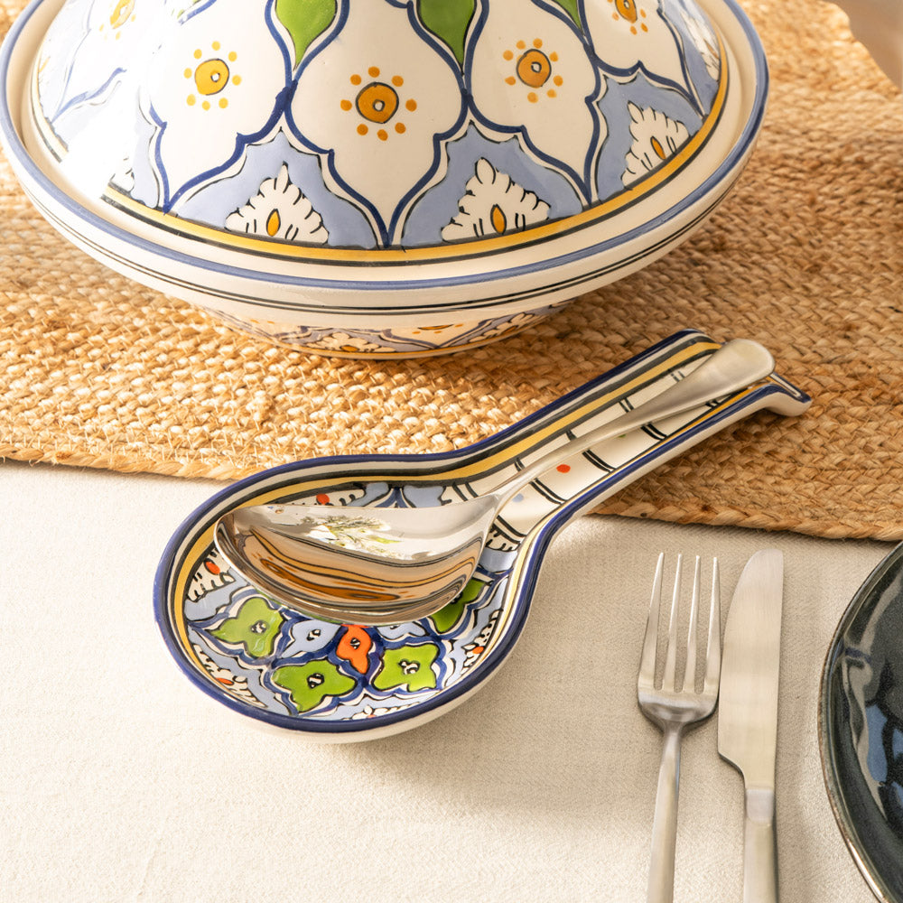 Blue & Multicolour 11cm Spoon Rest