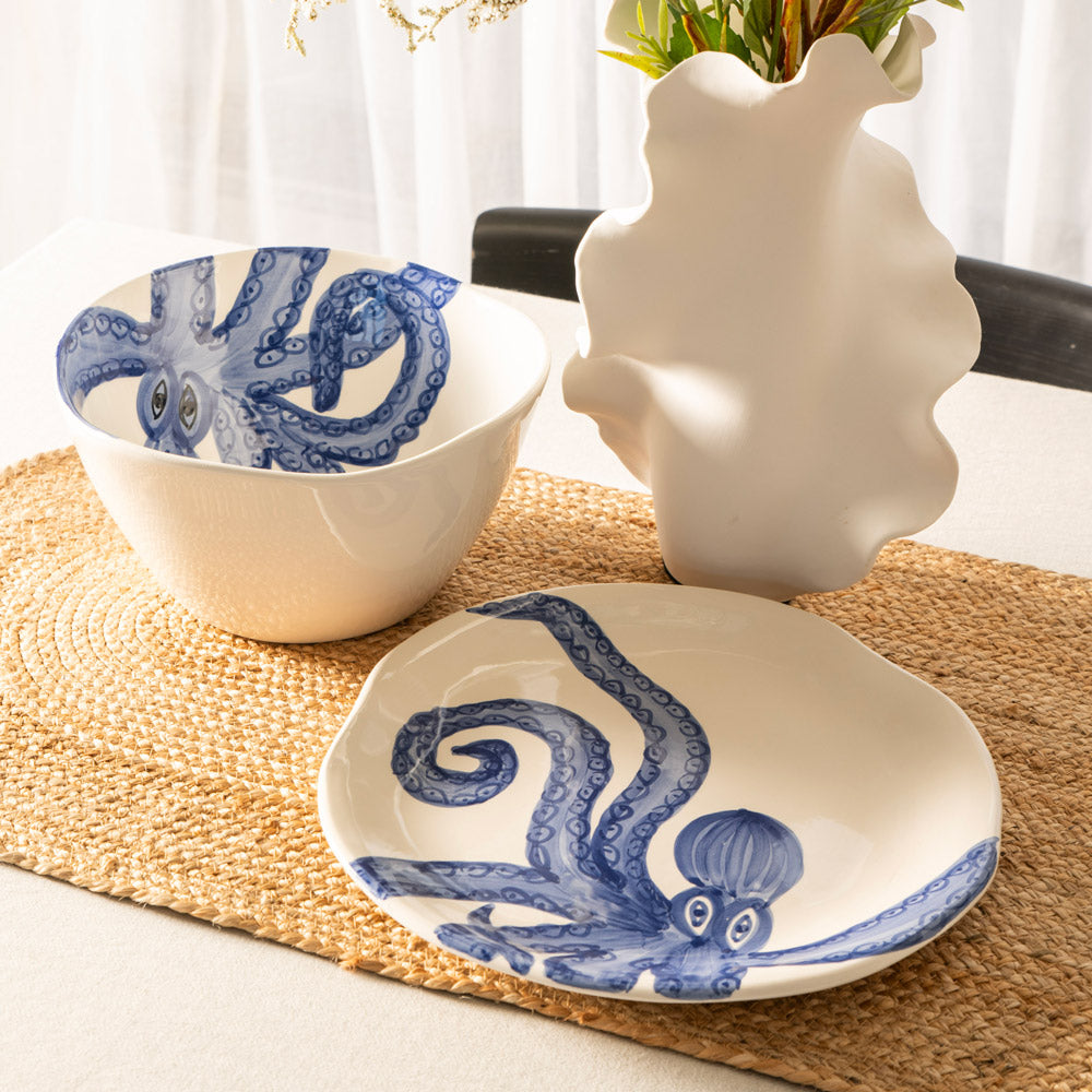 Blue Octopus 30cm Round Platter