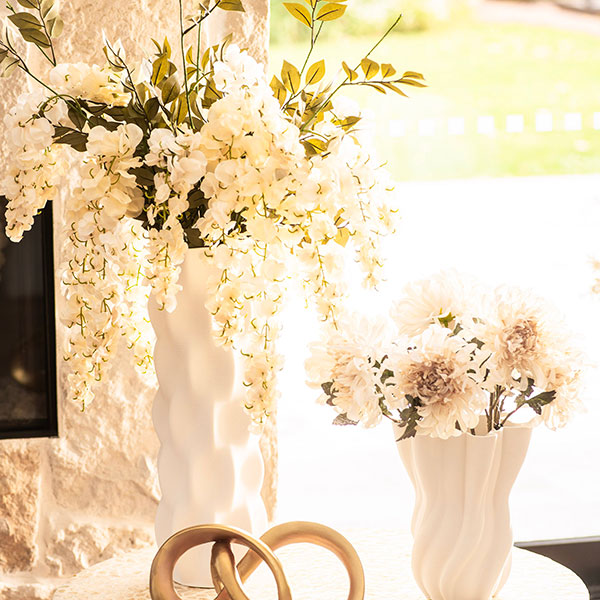White Geo Pattern 3D Printed Ceramic Vase 18x49cm