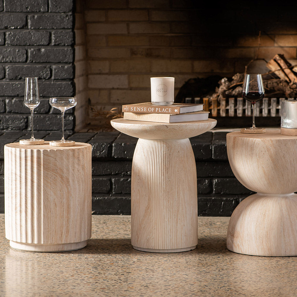 Travertine Look Side Table 43x52cm