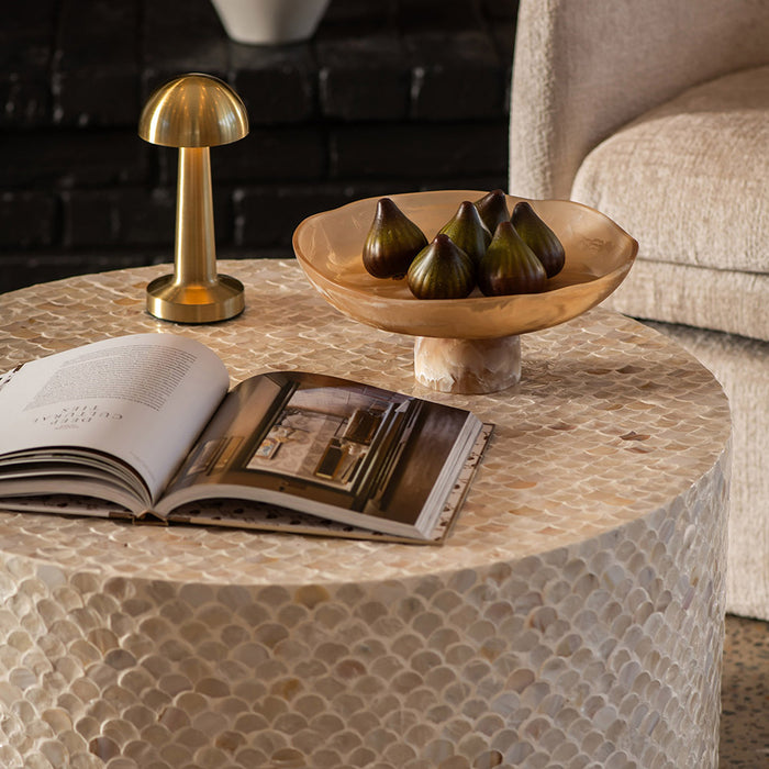 Portable Gold Mushroom Table Lamp with USB