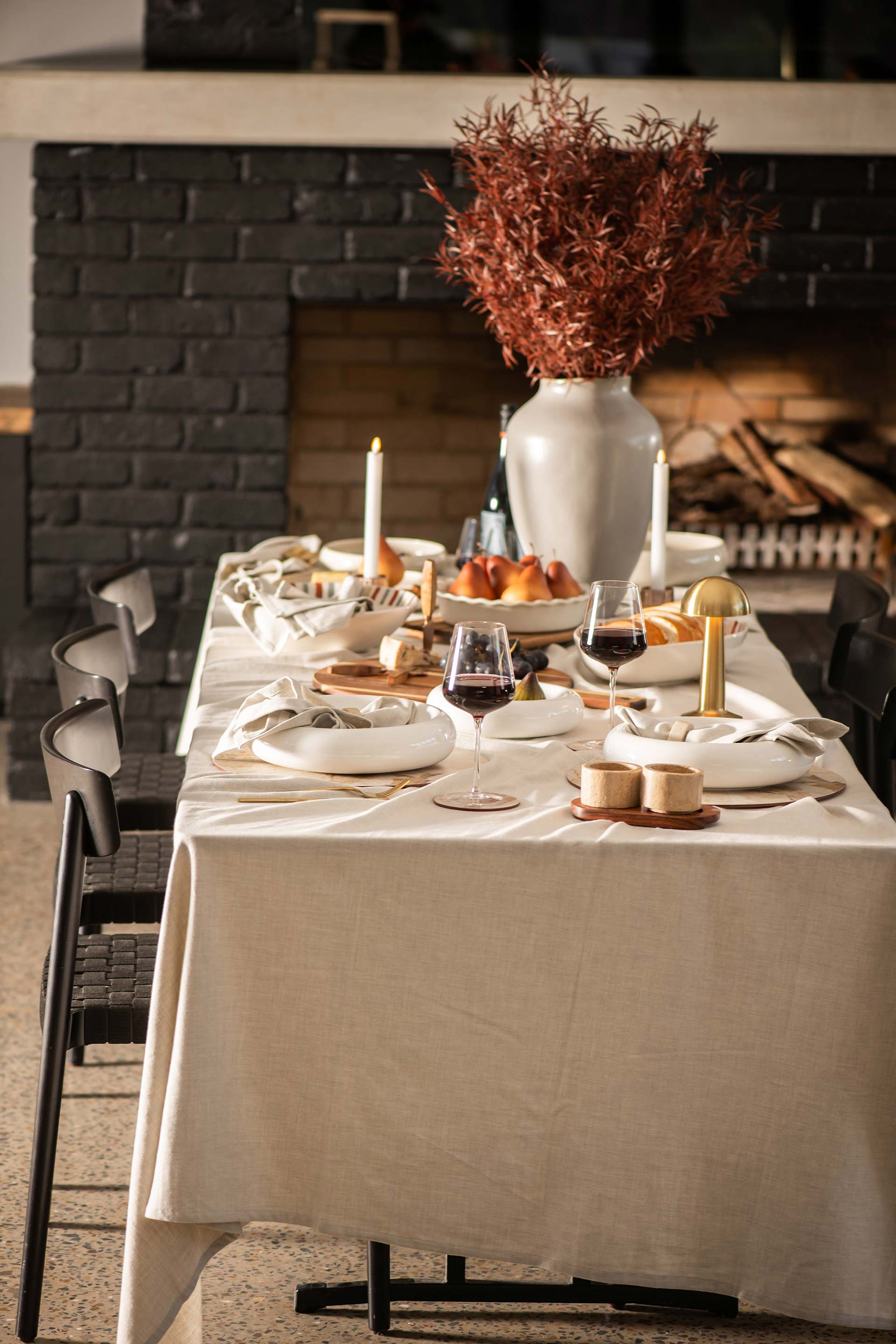 Herringbone Tablecloth Melange Beige 150x250